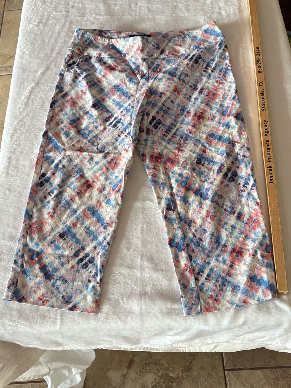 Zac & Rachel White Joggers with Blue and Red Tie-Dye Pattern